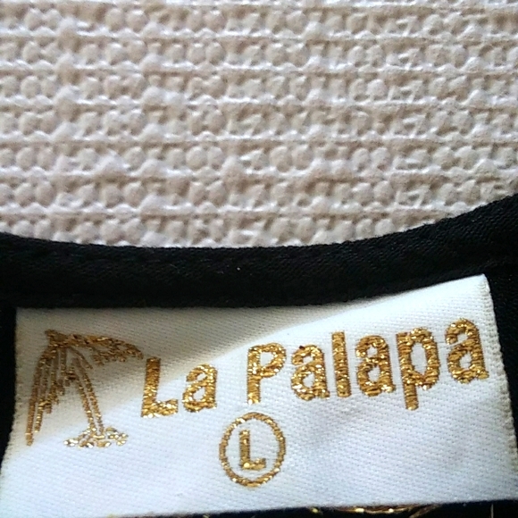 LA PALAPA WOMEN'S VINTAGE BEACH COVER UP, SLEEVELESS, BLACK & WHITE-LARGE - Picture 6 of 7